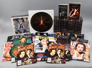 HUGE Assortment of X Files Collectibles, Magazines, VHS & More
