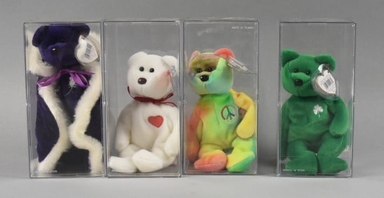 (4) Collectible Ty Beanie Babies, Princess Di, Peace & More