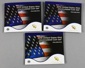 2013-2015 US Mint Philadelphia Uncirculated Coin Sets