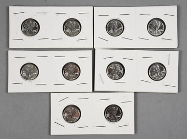 (10) 1916-2016 Silver American Eagles, 1/10 Troy Oz 999 Fine
