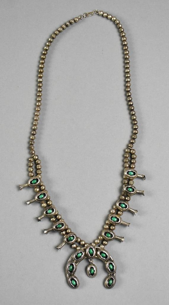 Native American Sterling Turquoise Vintage Squash Blossom (1 of 6)