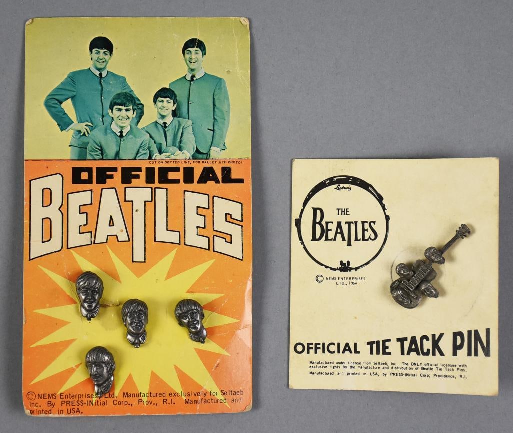 Vintage 1964 Official Beatles Tie Tack Collection MOC (1 of 4)