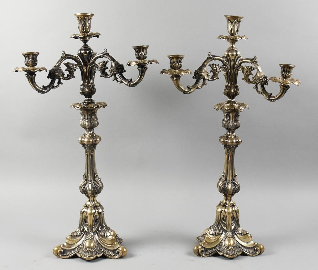 c1850 Austro-Hungary 812 Silver Baroque Candelabras (1 of 10)