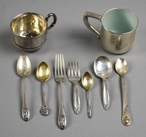 Antique/Vintage Sterling Flatware & Cups, Various Mfgs.