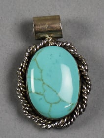 Vintage Taxco, Mexico Sterling Turquoise Pendant