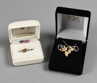 Black Hills Gold 10K & 12K Ring, 925 Pendant & Chain