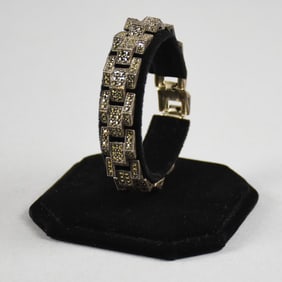 Vintage Art Deco Style Sterling Silver & Marcasite Bracelet