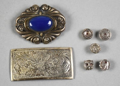 Vintage Assorted Sterling Brooches and Necklace Slides