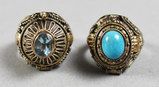 Poison Rings Sterling Turquoise & Topaz Poison Rings