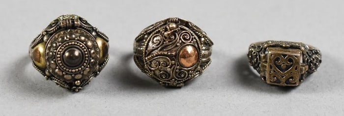 Poison Rings Vintage Sterling Silver & Gold
