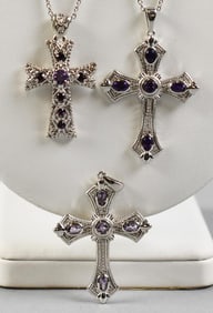 STS Karis Amethyst Cross Pendants w/ Chains