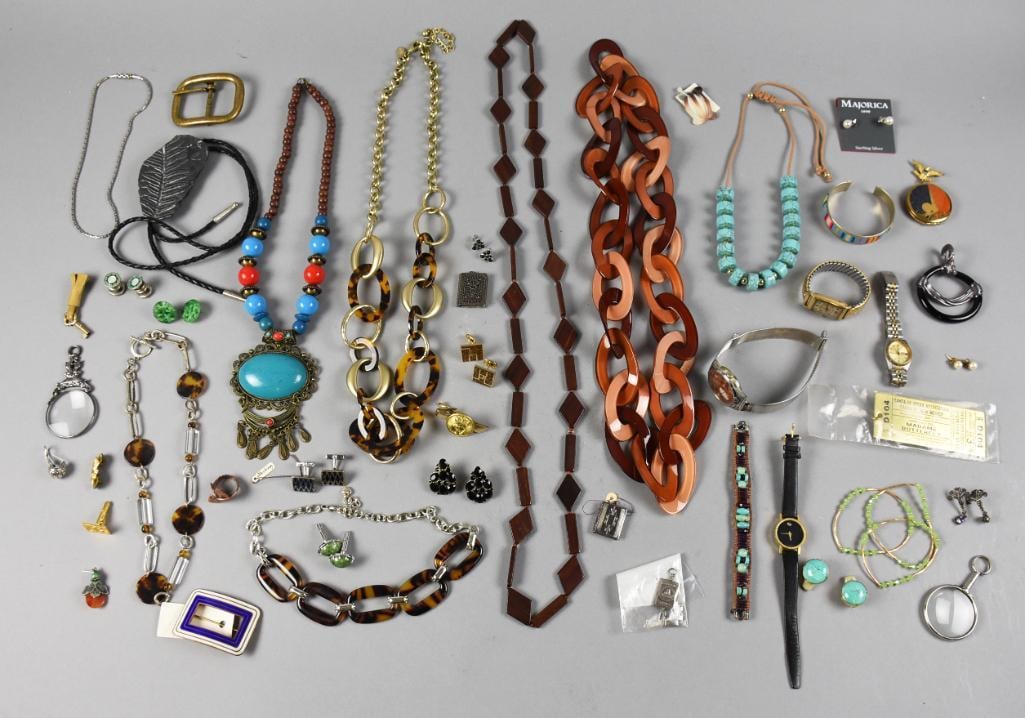 HUGE Vintage to Contemporary Costume Jewelry Lot: This awesome lot will be fun for the lucky winner to go through. It is filled with necklaces, watches, earrings and more. All various makers and materials.