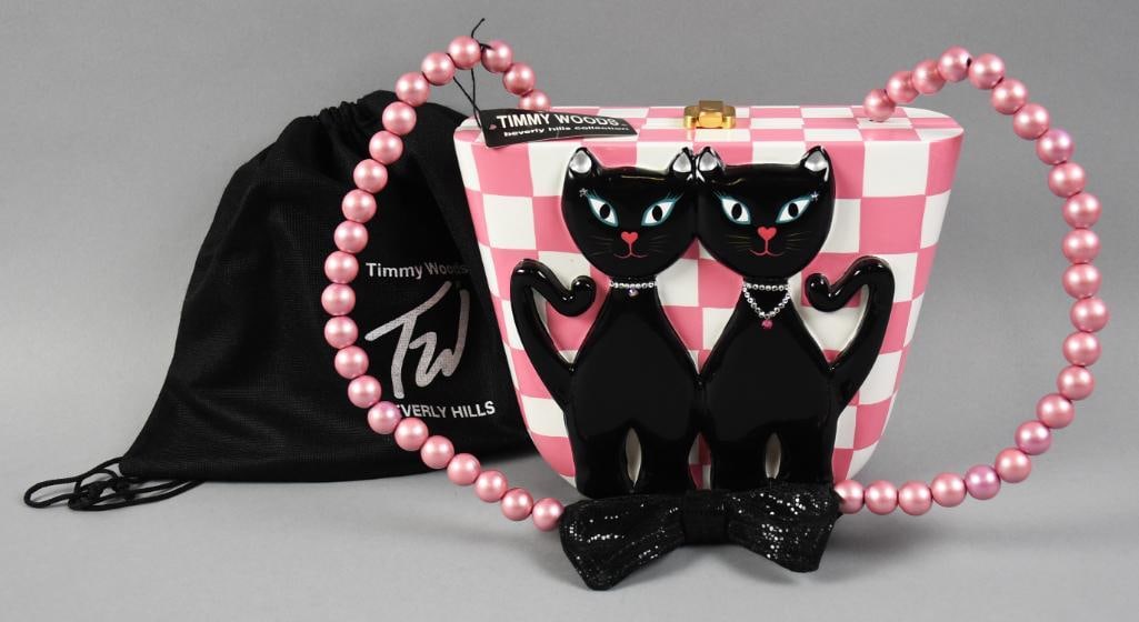 SIGNED Timmy Woods Twin Black Cats Purse Dust Bag (1 of 6)