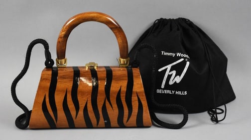 Timmy Woods Tiger Striped Handbag with Original Dust Bag