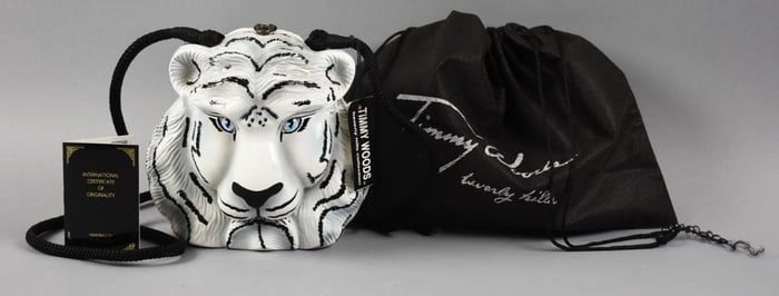 Timmy Woods White Tiger Purse with Original Dust Bag