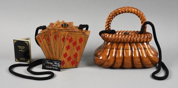 Timmy Woods Acacia Wood Carved Purses