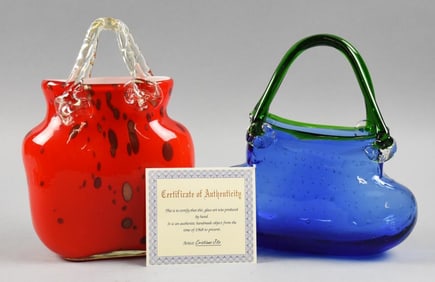 Master Glass Artist Cristiano Jito Art Glass Handbags - COA