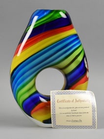 Master Glass Artist Cristiano Jito Art Glass Vase - COA