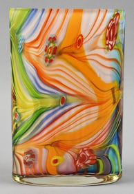 Murano Style Millefiori Art Glass Tall Narrow Vase