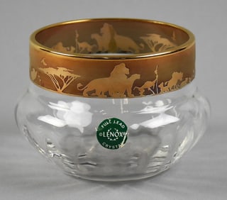 Ltd Ed Lenox Disney Crystal 24K Gold Filigree Lion King Bowl
