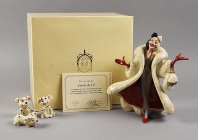 Lenox Disney Fine China Cruella de Vil Figurine, Puppies MIB