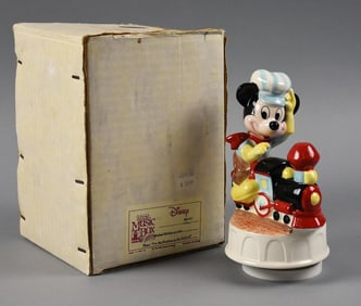 Schmid Music Box Co Mickey Mouse Locomotive Conductor WORKS