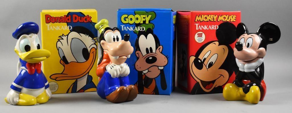 Disney Character Tankard Series, Mickey, Goofy, Donald MIB (1 of 6)