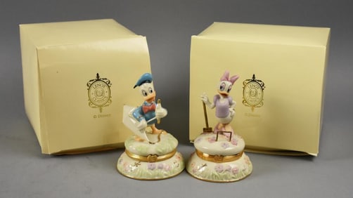 Lenox Treasures Disney Donald & Daisy Duck Trinket Boxes MIB