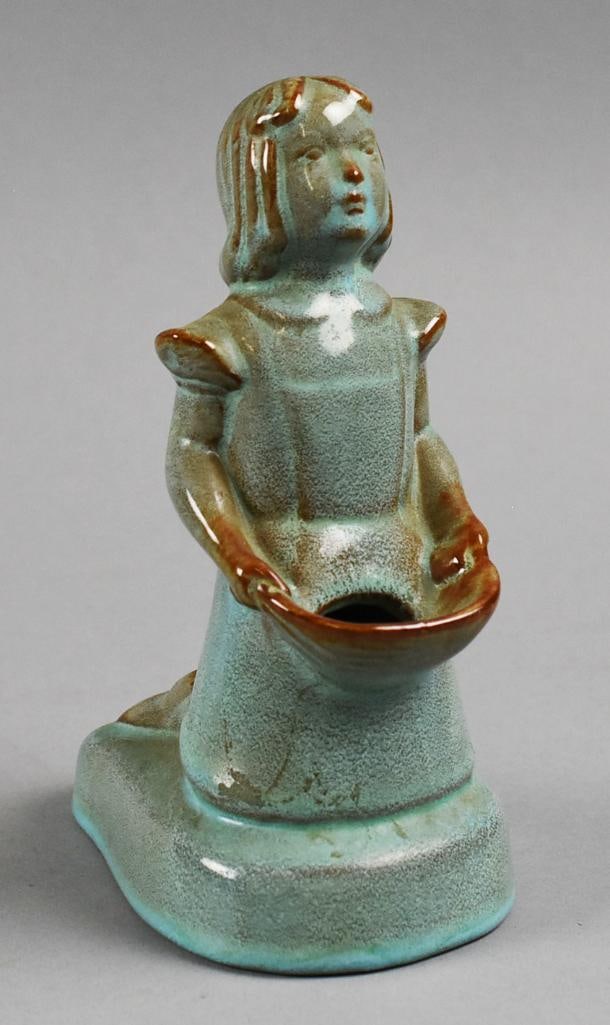 Nicodemus Art Pottery Flower Girl, Ferro-Stone Figural Vase (1 of 6)