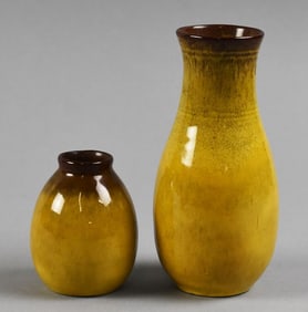 Nicodemus Art Pottery Ferro-Stone Yellow Glaze Vases