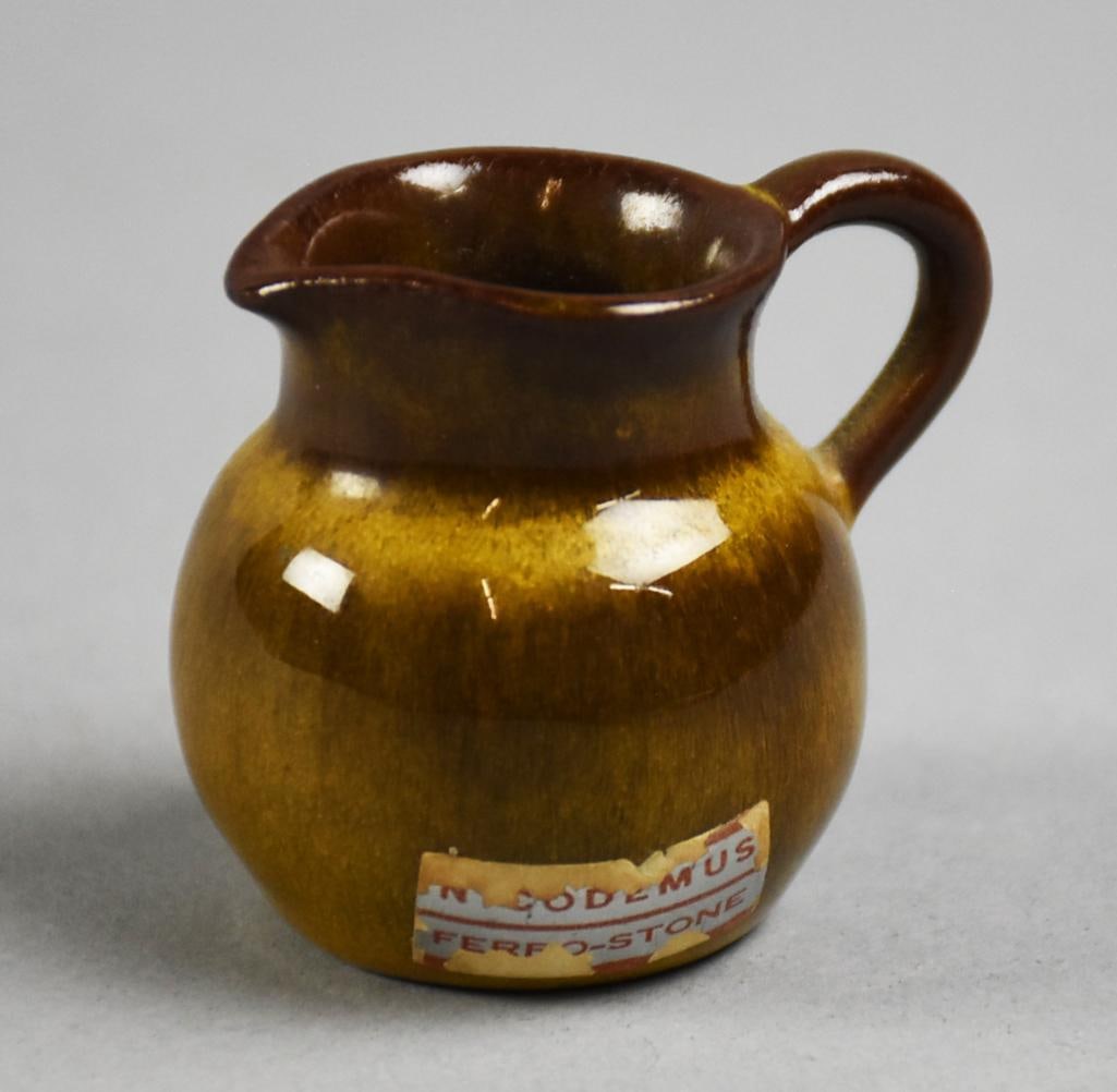 Nicodemus Art Pottery Ferro-Stone Pitcher Original Label (1 of 5)