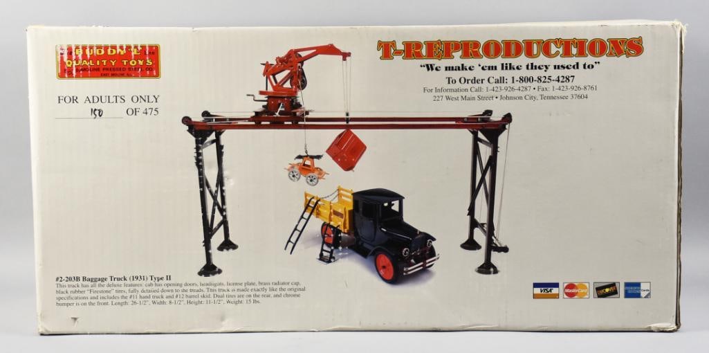 T-Reproductions Buddy L Baggage Truck Type II Ltd Ed 150/475: This is a great T-Reproductions Buddy L 1931 Baggage Truck Type II No. 2-203B. Cab with opening doors, headlights and more, made to the exact specs of the original. It is a limited edition number 150