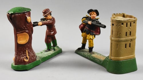 Vtg Cast Iron William Tell, Teddy & the Bear Mechanical Banks