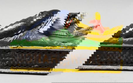 Vintage Jonah & the Whale Mechanical Cast Iron Bank