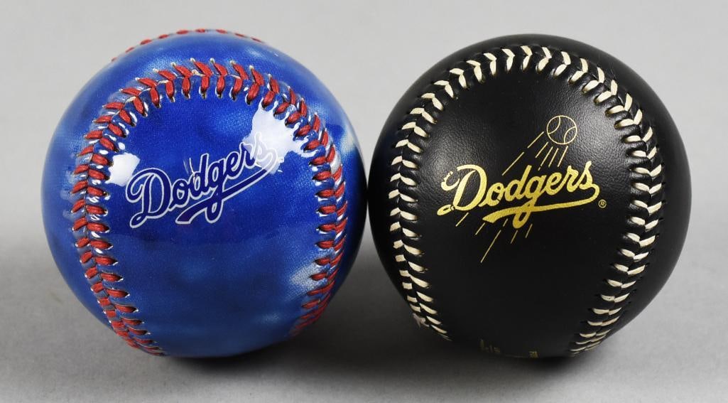 Pair Los Angeles Dodgers Fotoball, Limited Editions: Lot is for a pair of Los Angeles Dodgers Fotoballs, one black and one blue. Personal sports collection from a baseball super fan.
