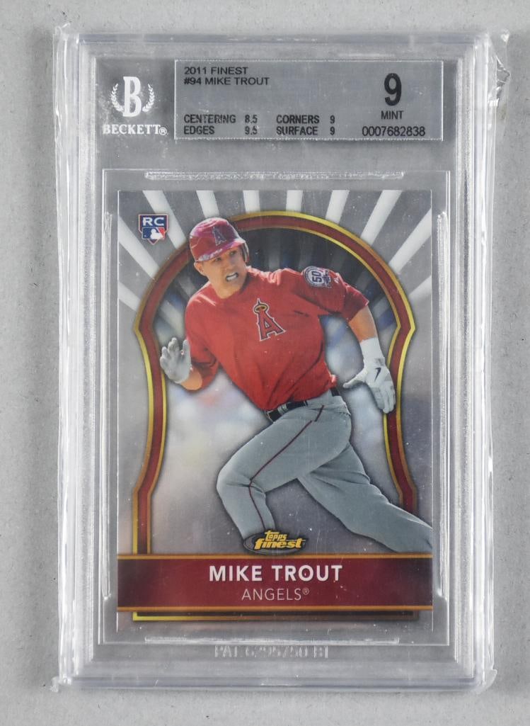 2011 Finest #94 Mike Trout Rookie Card Graded BGS 9 Mint (1 of 2)
