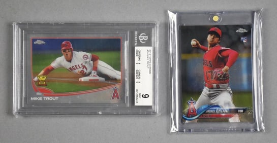 Shohei Ohtani and Mike Trout Baseball Rookie Mint 9, Ohtani