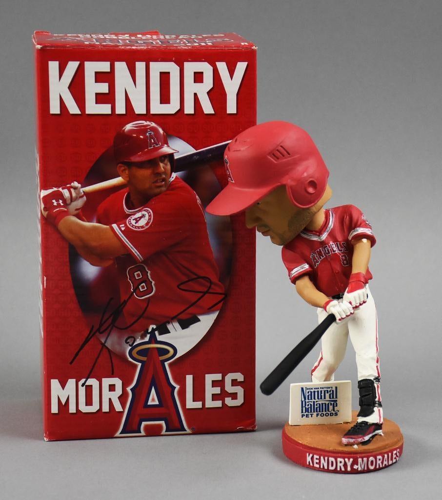 Kendry Morales Angels First Baseman Signed Bobblehead: Kendry Morales Angels first baseman signed box bobblehead.? Morales is a Cuban born player who made his major league debut in 2006 with the Los Angeles Angels of Anaheim, playing with multiple teams i