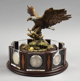 Danbury Mint Morgan Silver Dollar with Eagle Sculpture