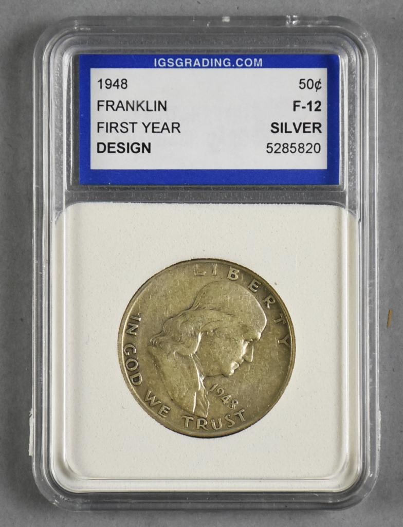 1948 Franklin First Year Silver Half Dollar - UGS F12 (1 of 3)