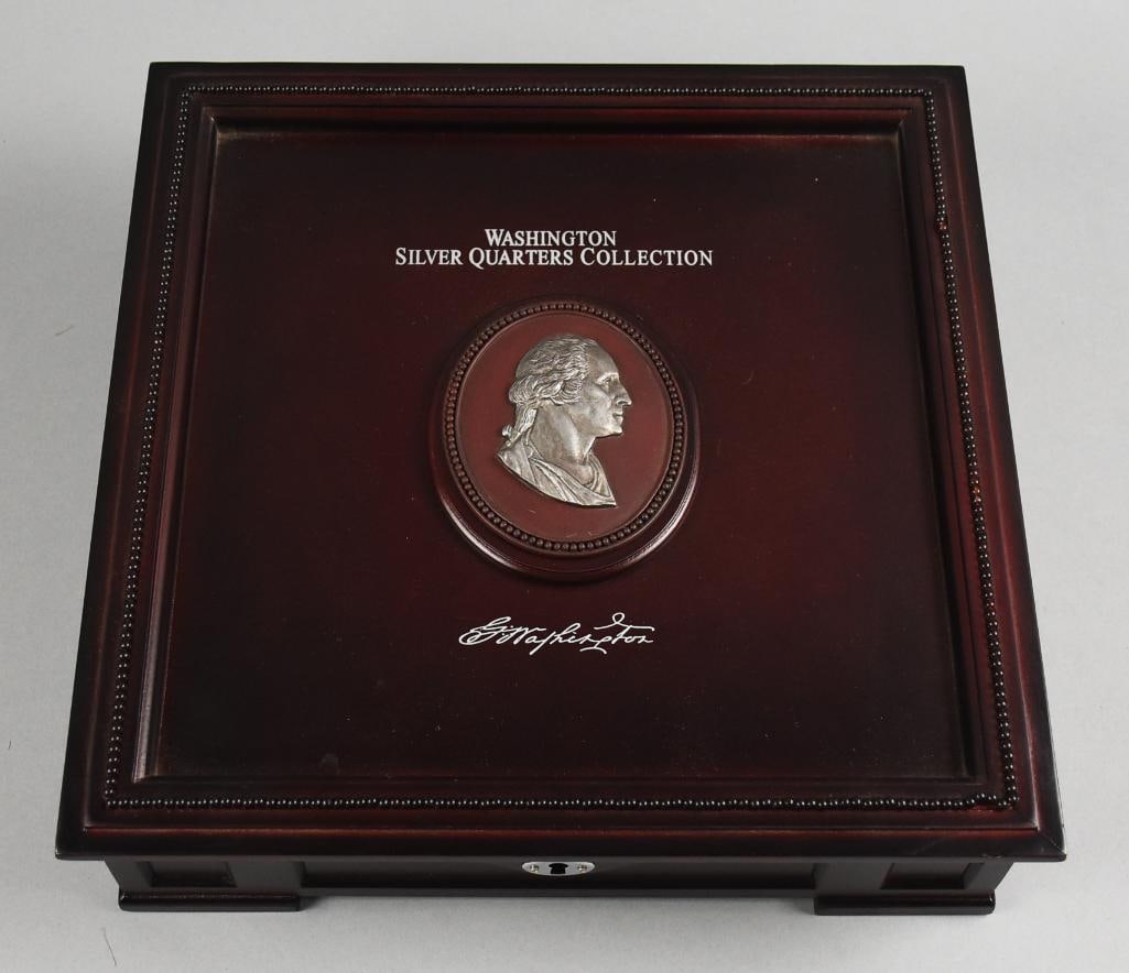 1932, 1934-1964 Washington Silver Quarter Collection-33 Coins: Awesome Danbury Mint Washington Silver Quarter Collection. Lot includes 32 quarters dated from 1932, 1934-64 and one coin in middle coin commemorating the 250th Anniversary of President Washington's b