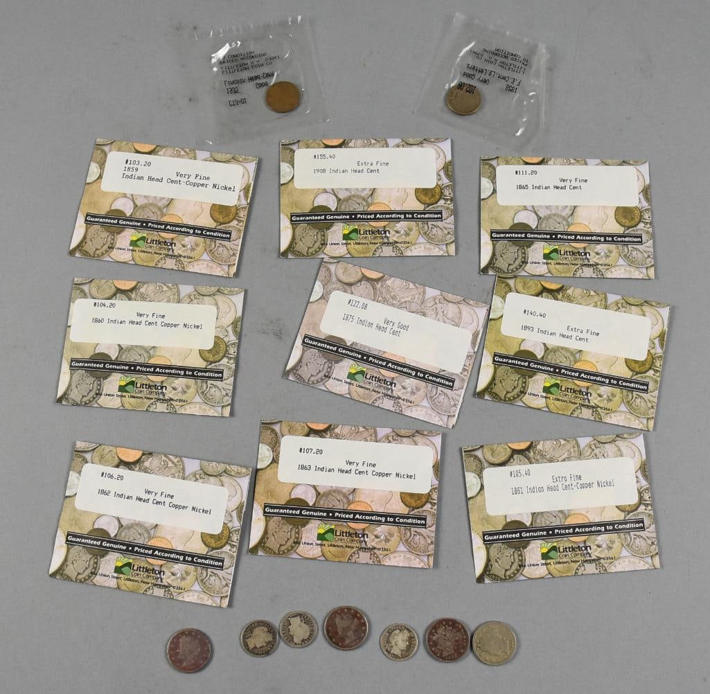 Antique Indian Cents, V Nickels and Barber Dimes (1 of 5)