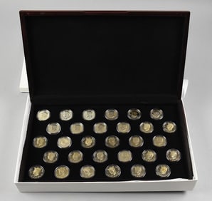 1968 to 1998 Kennedy Half Dollars Proof Set, 30 Coins in Display Case