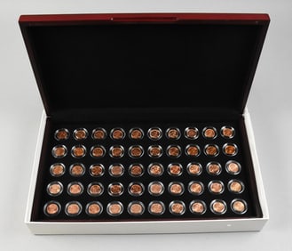 Lincoln Head Penny Set, 50 Year Set in Display Case