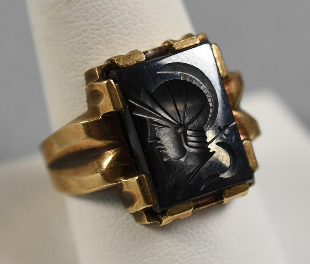 Antique FC Co. 10K Yellow Gold Roman Intaglio Ring (1 of 8)