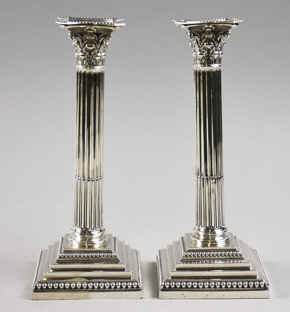 1905 William Hutton & Sons Sterling Column Candlesticks (1 of 8)