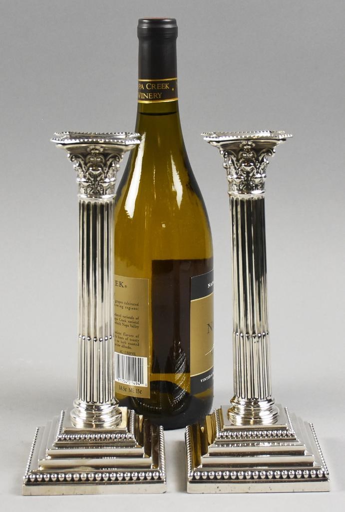 1905 William Hutton & Sons Sterling Column Candlesticks - 8