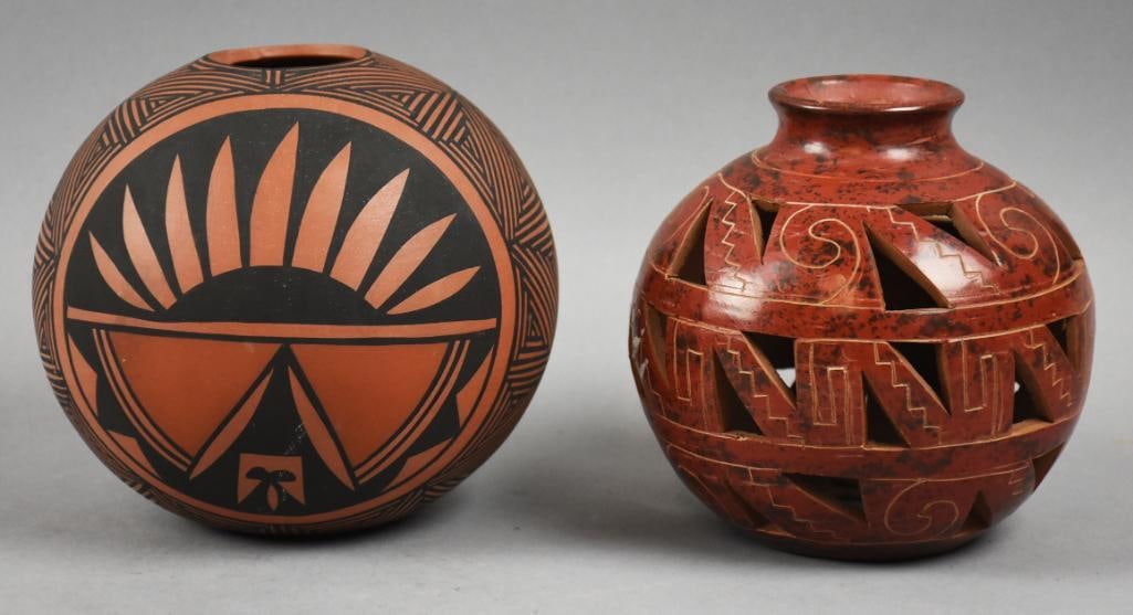 (2) Acoma Pottery Vases, Pierced & Polychrome (1 of 7)