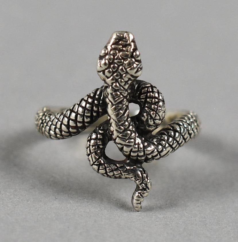 Sterling Silver Coiled Snake Ring - 4