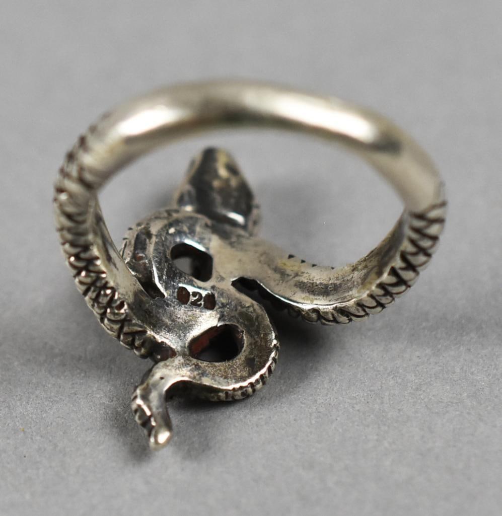 Sterling Silver Coiled Snake Ring - 5